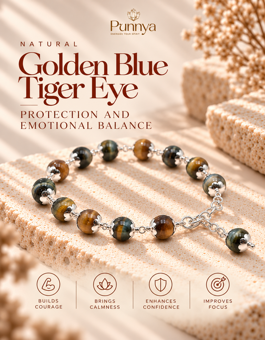 Protection and emotional balance - Natural Golden Blue Tiger Eye Bracelet