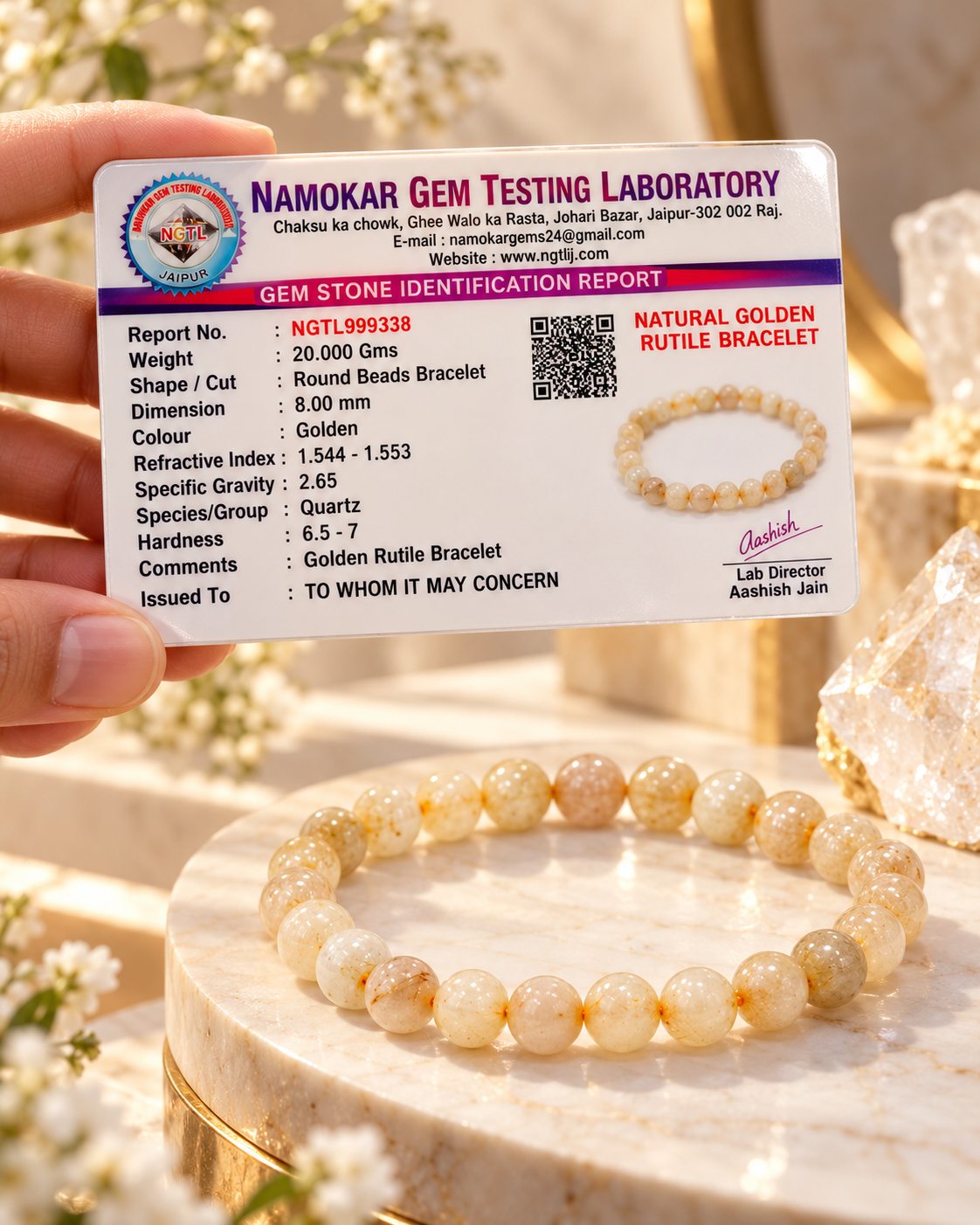 Natural Golden Rutile Bracelet -Stone of Prosperity and Manifestation
