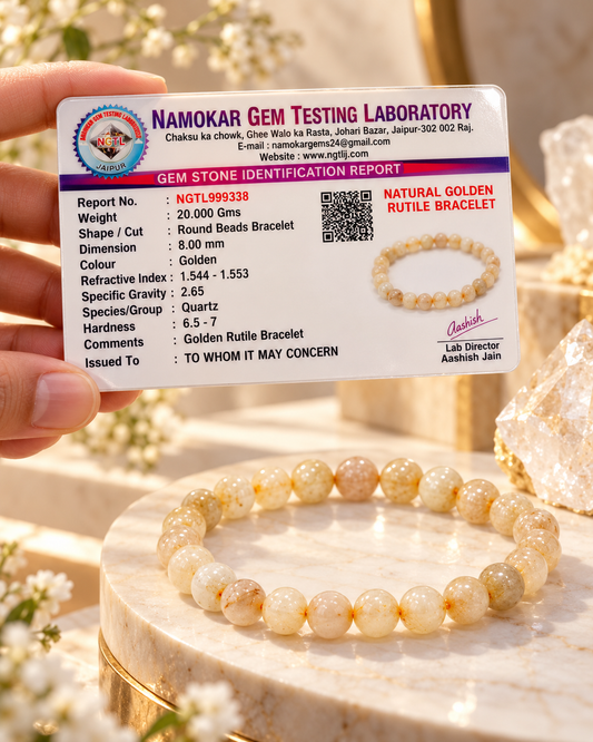 Natural Golden Rutile Bracelet -Stone of Prosperity and Manifestation
