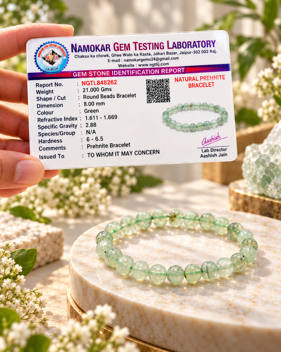 Natural Prehnite Bracelet - Love,Healing, and Spiritual growth.