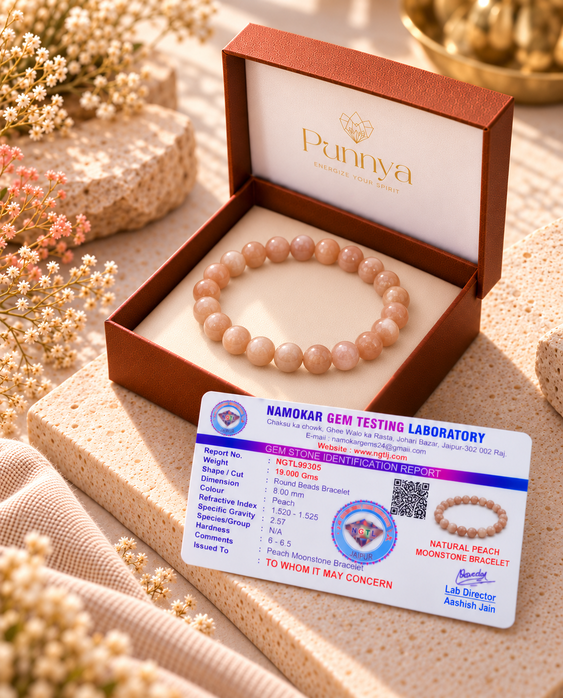 Natural Peach Moonstone Bracelet-Stone of Emotional Healing and New Beginnings