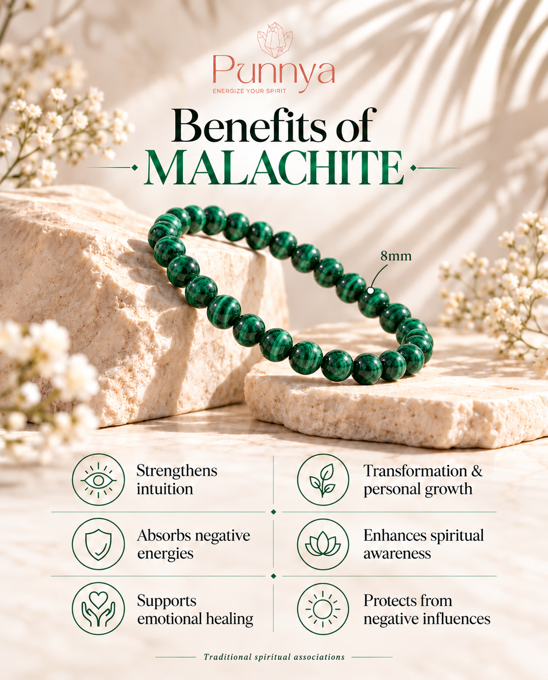 Natural Malachite Bracelet - Transformation & Protection