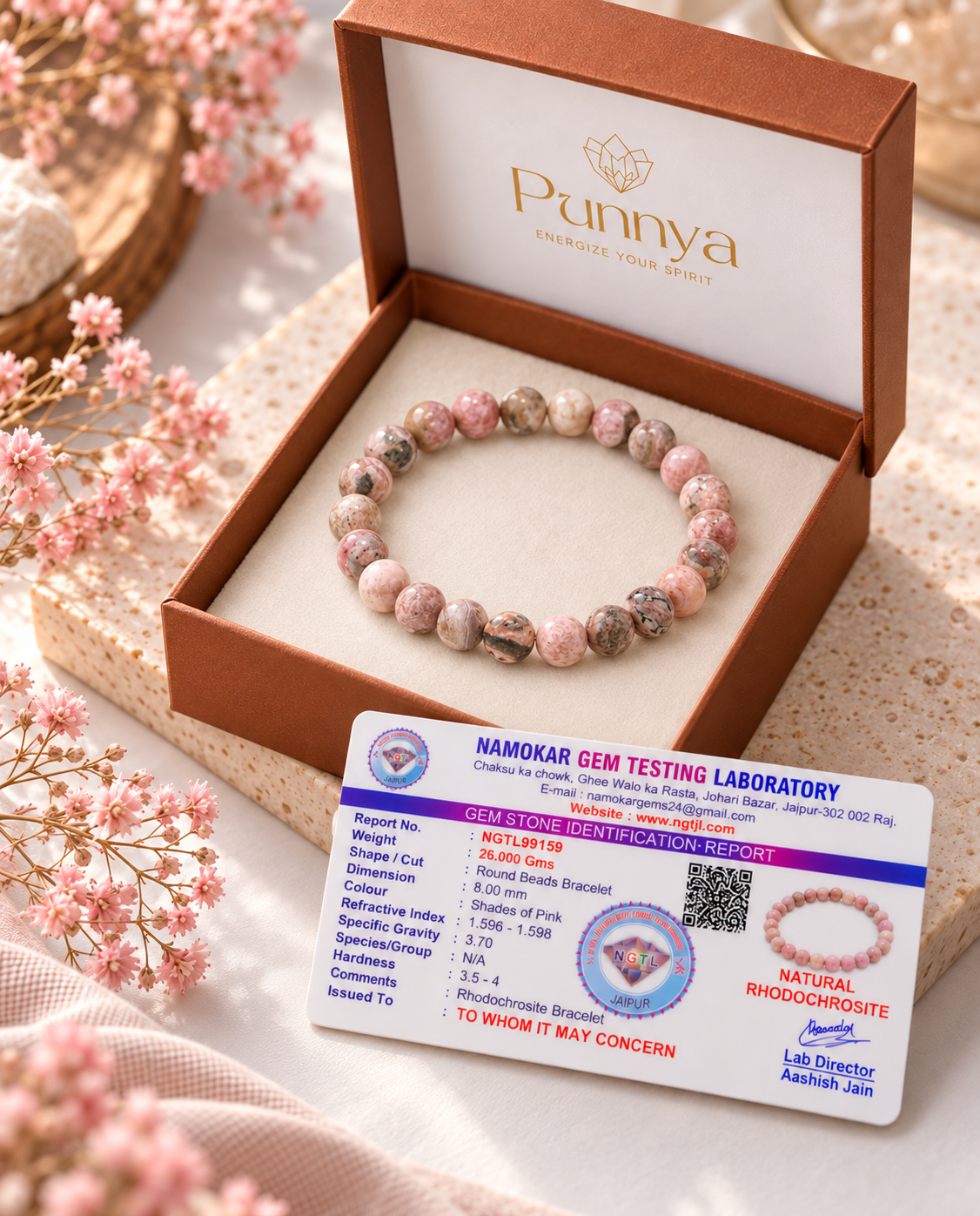 Natural Rhodochrosite Bracelet-Stone of Self-Love and Emotional Healing