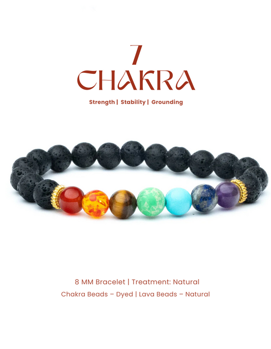 7 Chakra + lava Bracelet