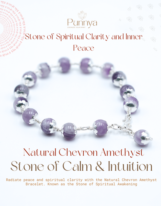 Protection, and spiritual clarity - Natural Chevron Amethyst Bracelet