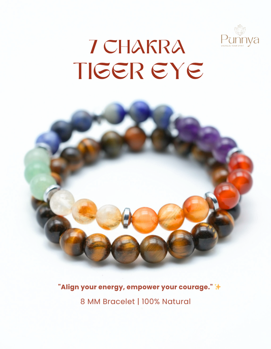 Balance & Courage Duo – 7 Chakra & Tiger Eye Bracelet Combo