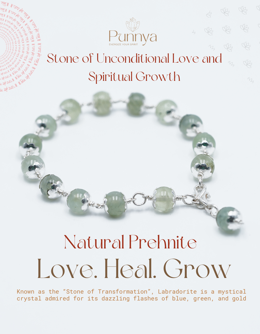 Love - Healing - Spiritual Growth | Natural Prehnite Bracelet