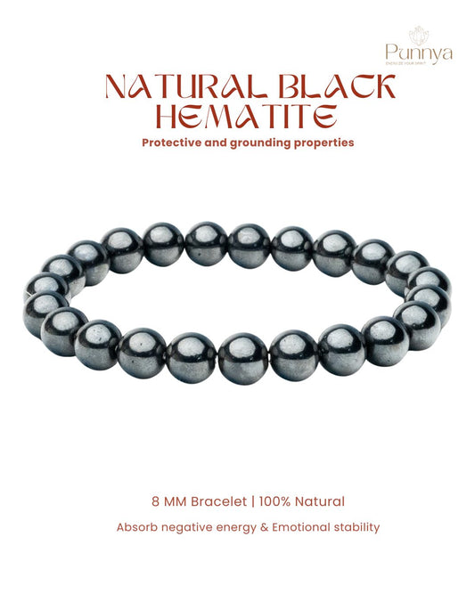 Natural Black Hematite Bracelet – Stone of Strength & Protection