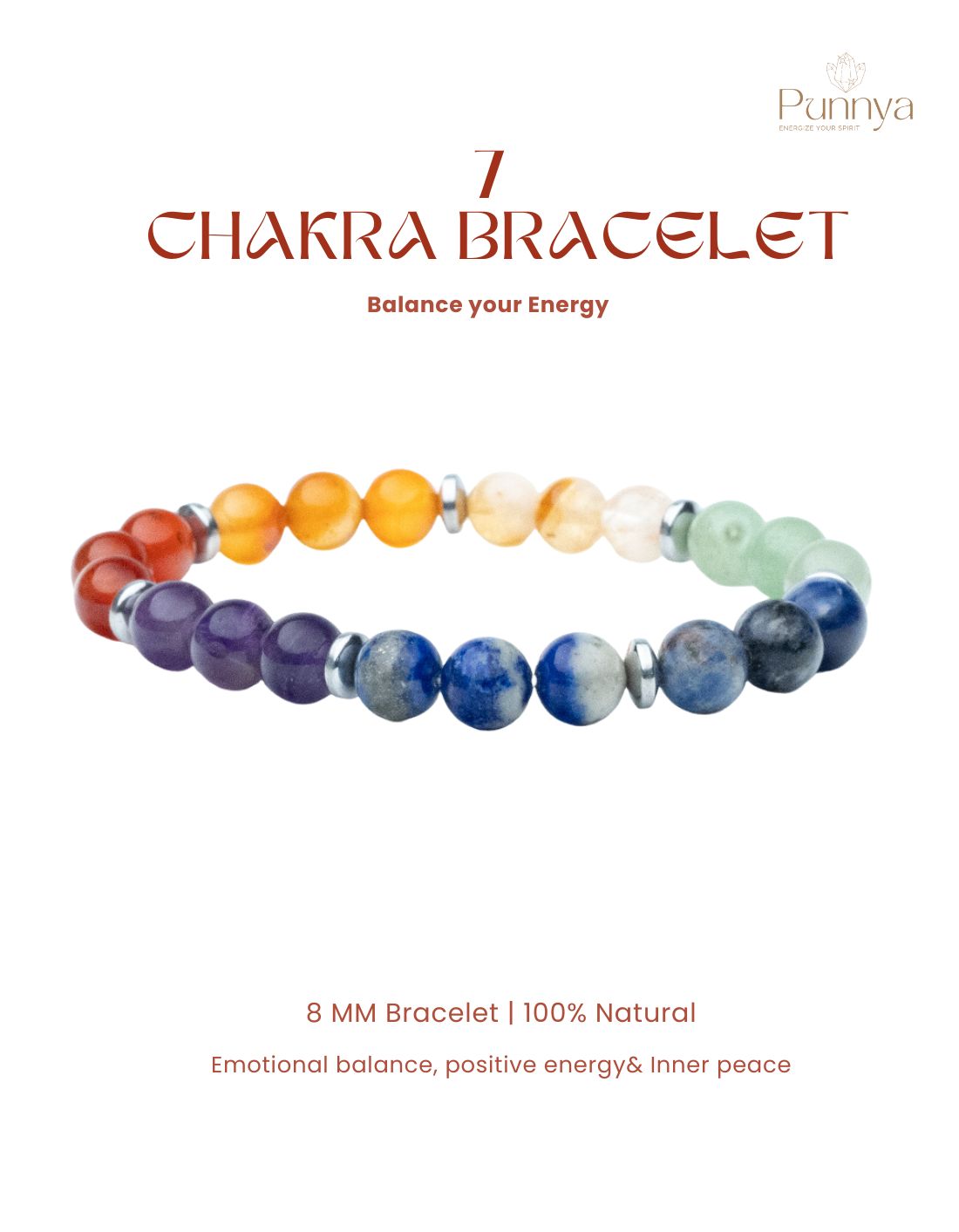 Natural 7 Chakra Stone Bracelet – Balance Your Energy, Elevate Your Soul