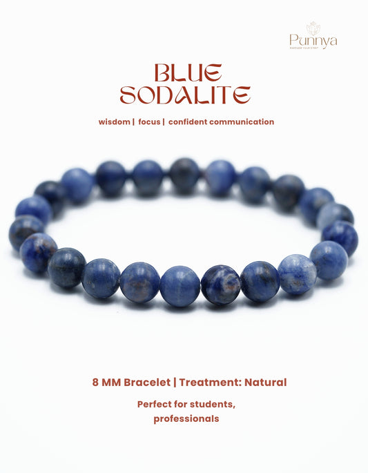 Natural Blue Sodalite Bracelet - Wisdom - Focus