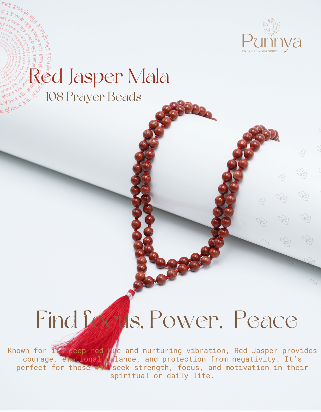 Red Jasper Mala Necklace – 108 Beads for Strength, Stability & Grounding