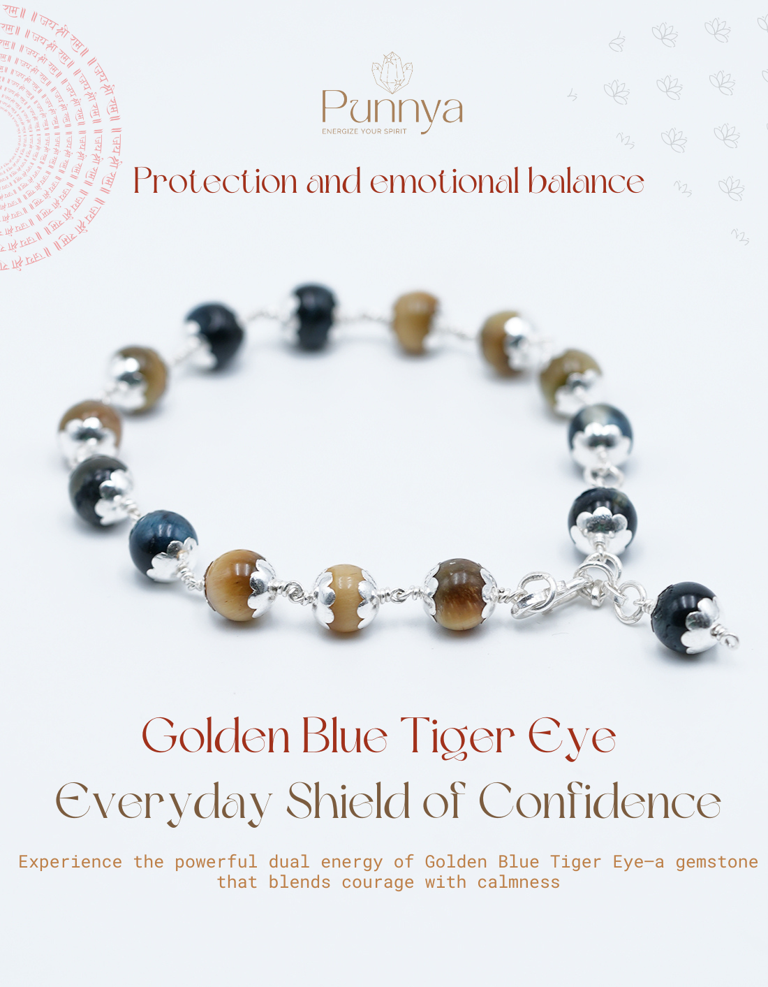 Protection and emotional balance - Natural Golden Blue Tiger Eye Bracelet