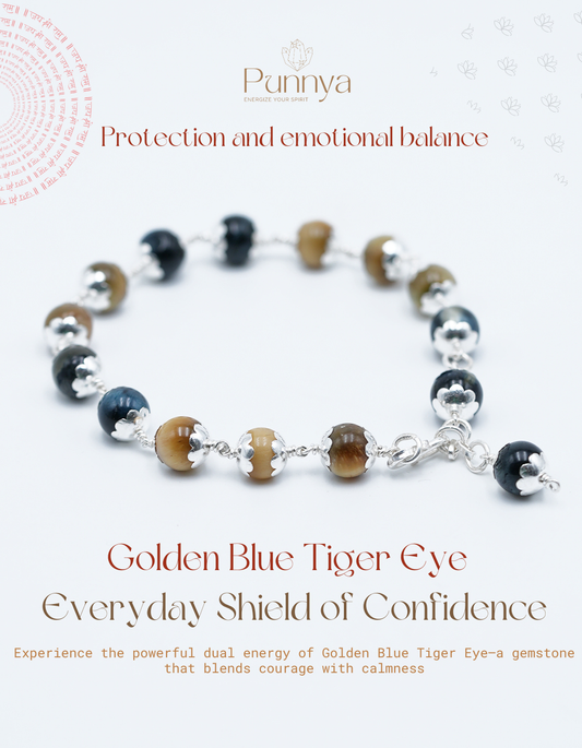 Protection and emotional balance - Natural Golden Blue Tiger Eye Bracelet