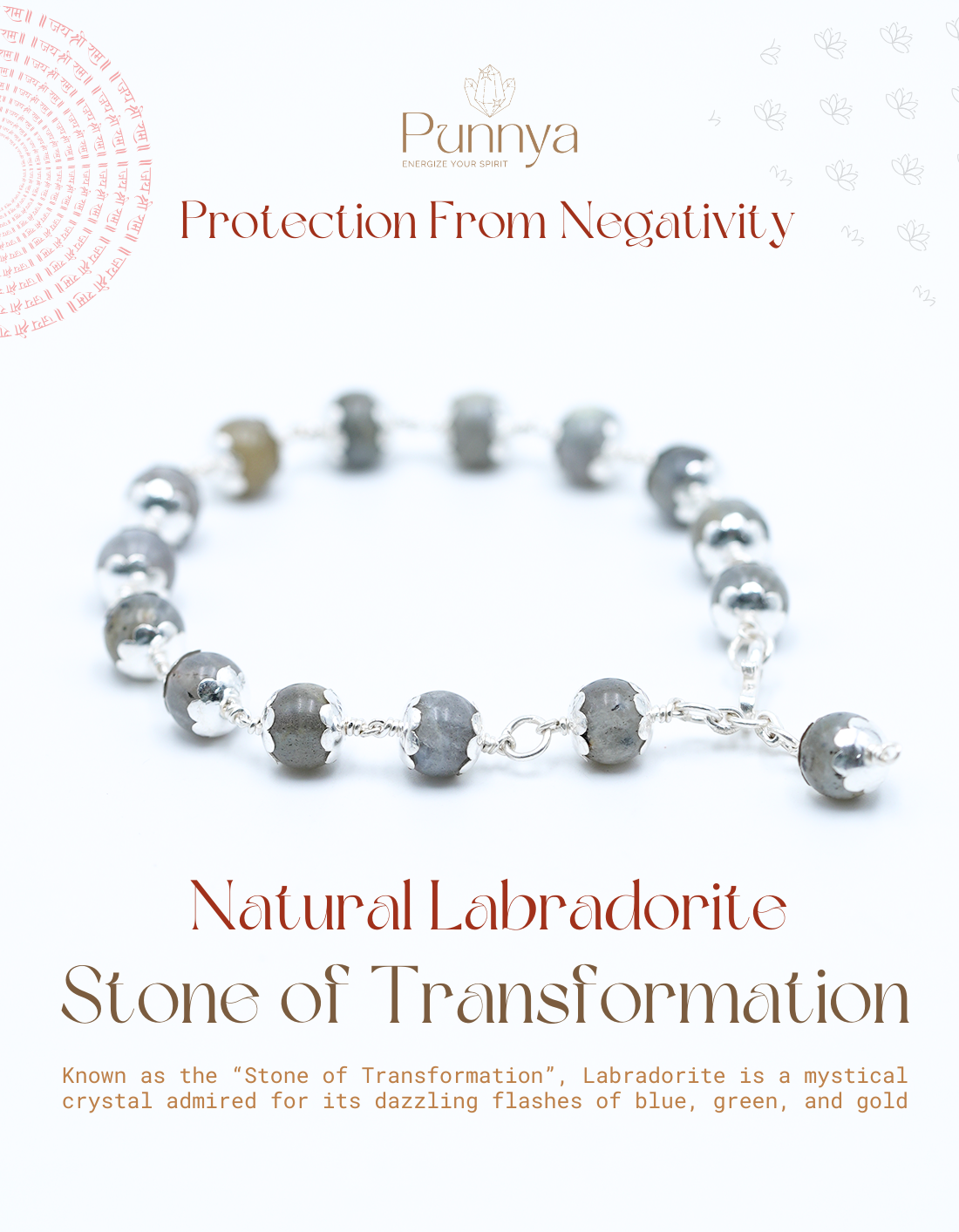 Stone of Transformation & Intuition - Silver Natural Labradorite Bracelet