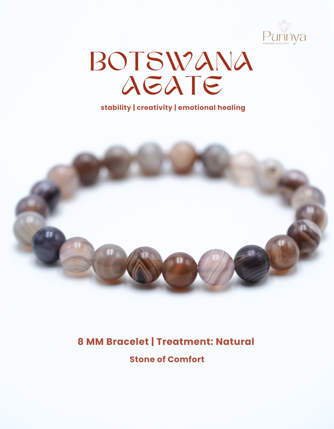 Natural Botswana Agate Bracelet -  Supports stability, Creativity