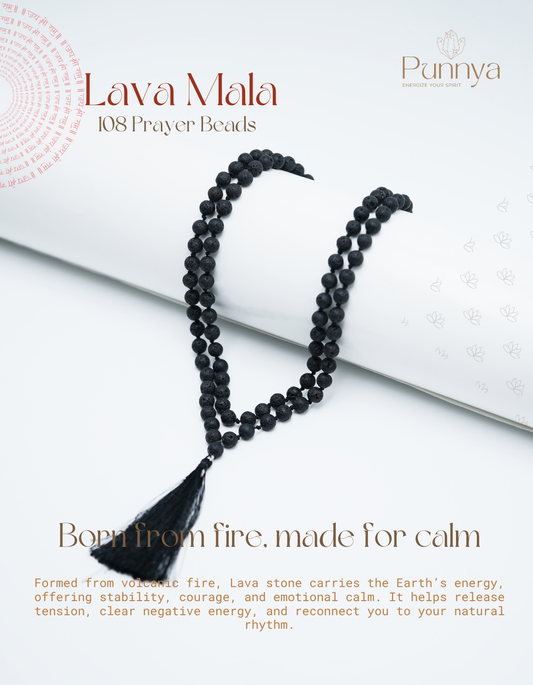 Lava Mala Necklace – 108 Beads for Grounding, Strength & Energy Balance