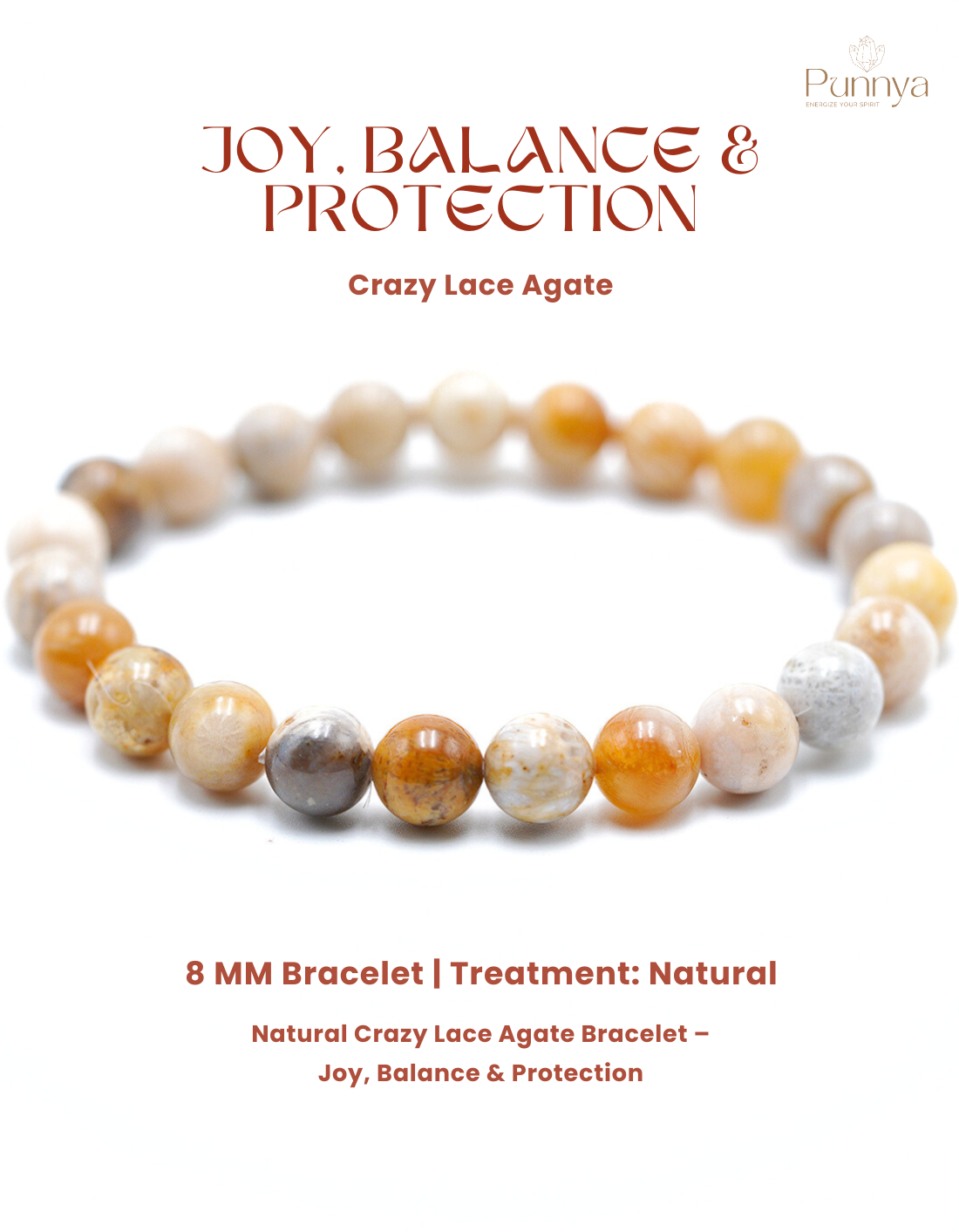 Natural Crazy Lace Agate Bracelet – Joy, Balance & Protection