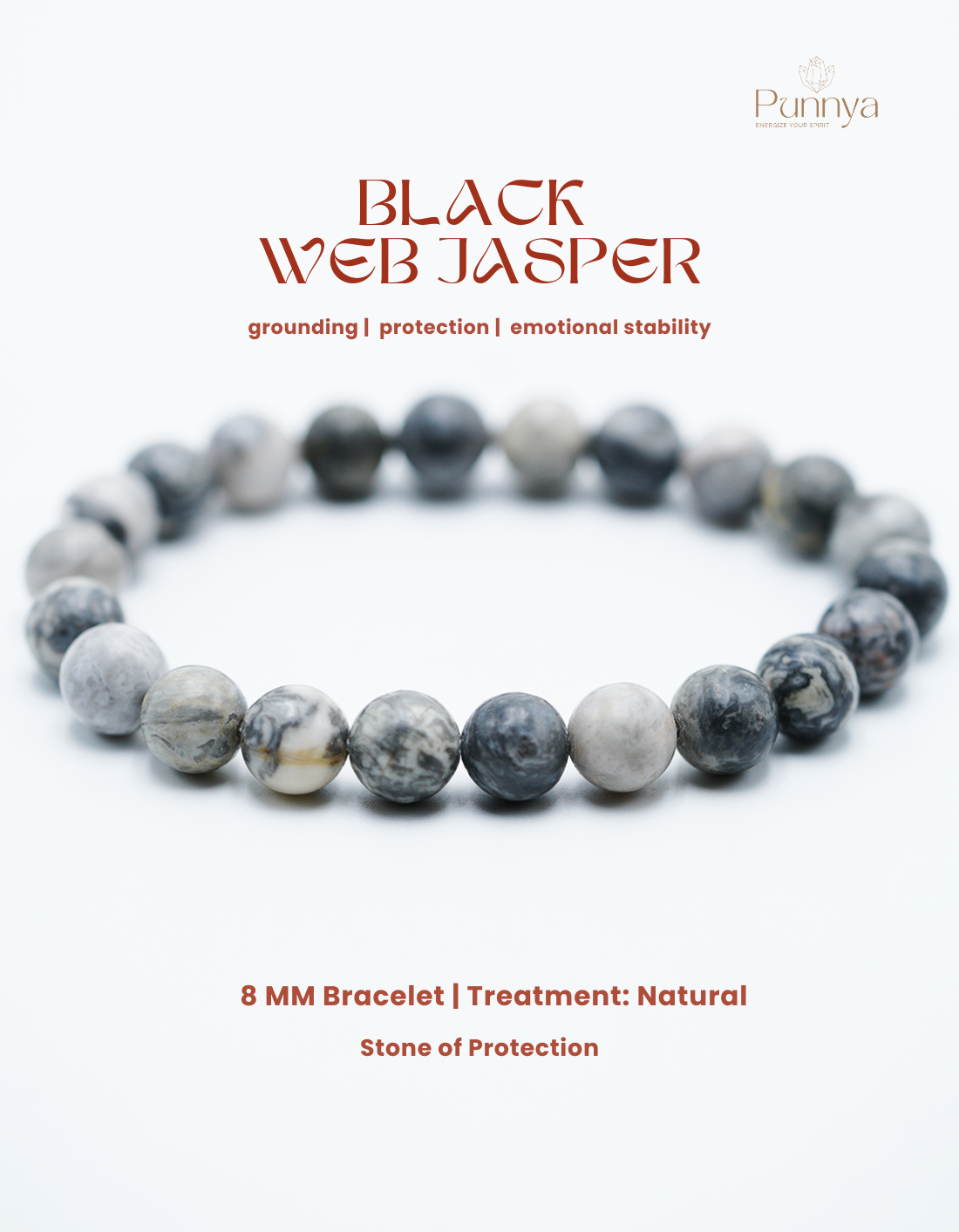 Natural Black Web Jasper Bracelet