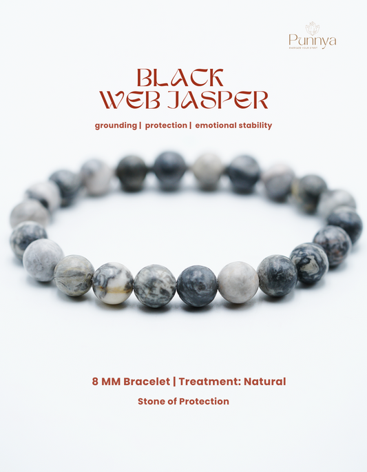 Natural Black Web Jasper Bracelet