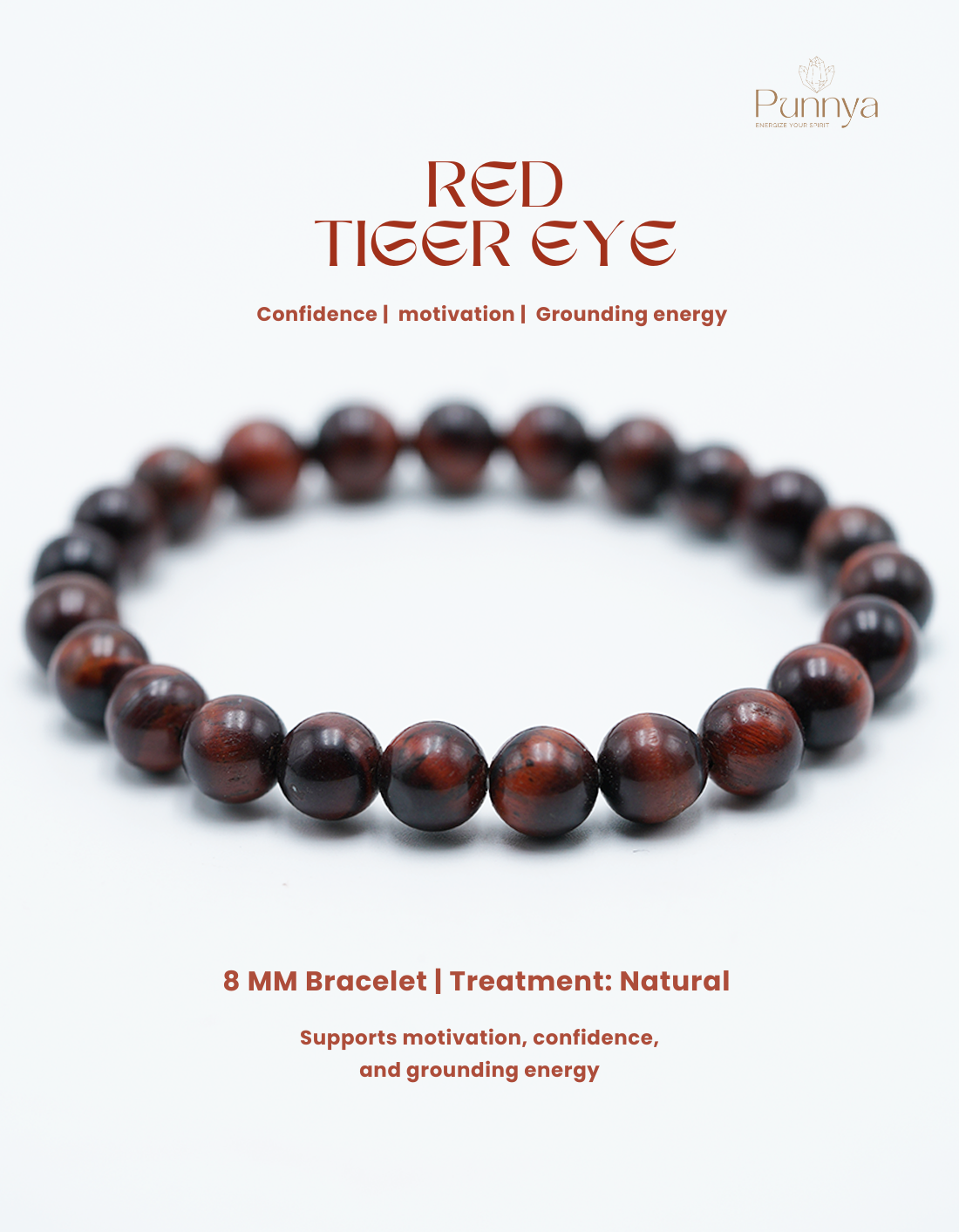 Natural Red Tiger Eye Bracelet - Confidence & Grounding energy