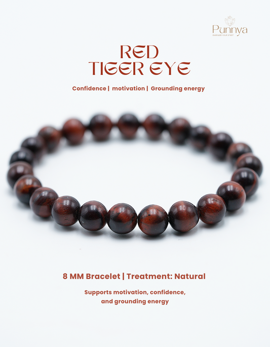 Natural Red Tiger Eye Bracelet - Confidence & Grounding energy