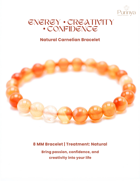 Natural Carnelian Bracelet -  Energy • Creativity • Confidence