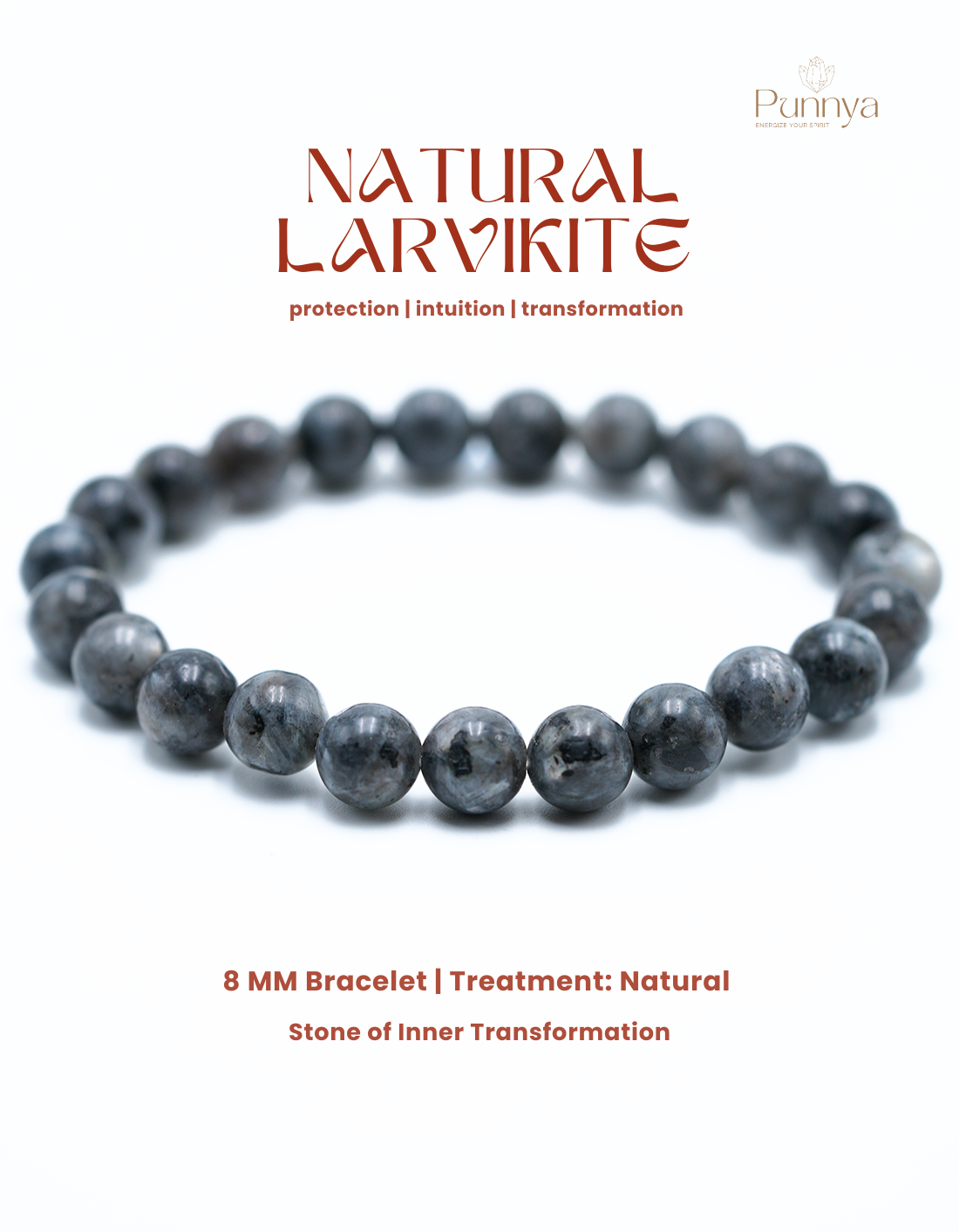 Natural Larvikite Bracelet - Supports protection, intuition, and transformation