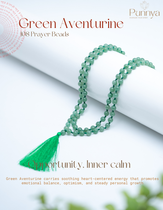 Green Aventurine Crystal Mala – 108 Beads for Growth & Luck
