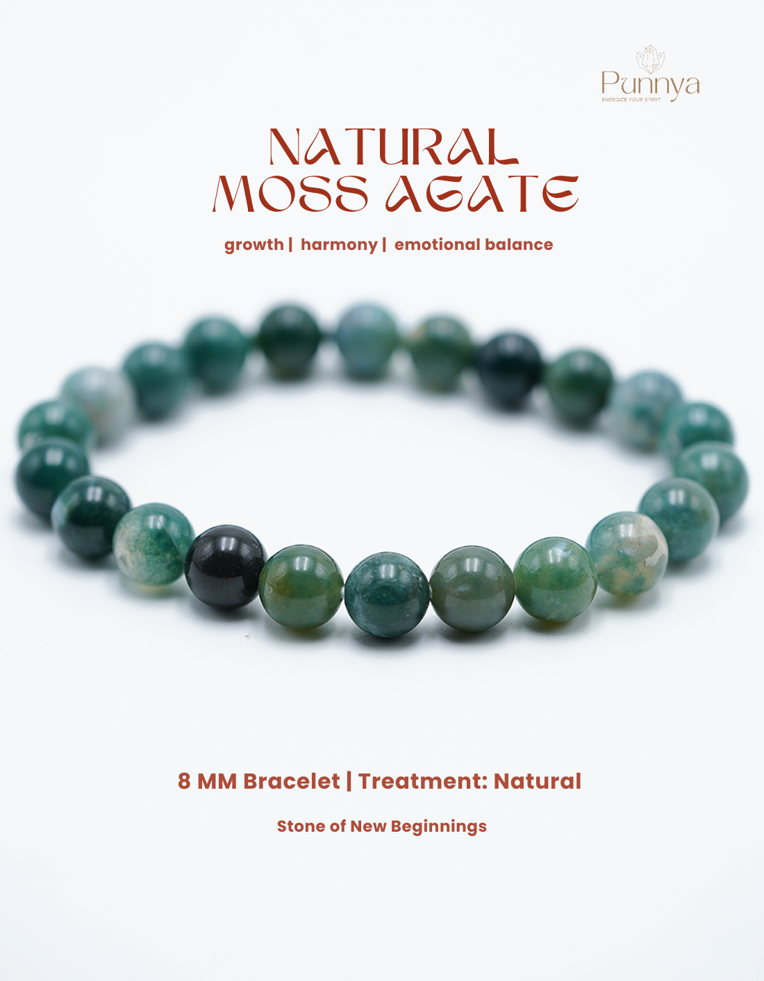 Natural Moss Agate Bracelet - Stone of New Beginnings