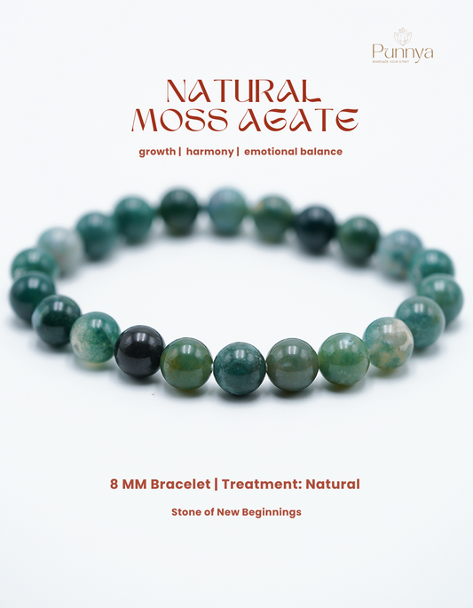 Natural Moss Agate Bracelet - Stone of New Beginnings