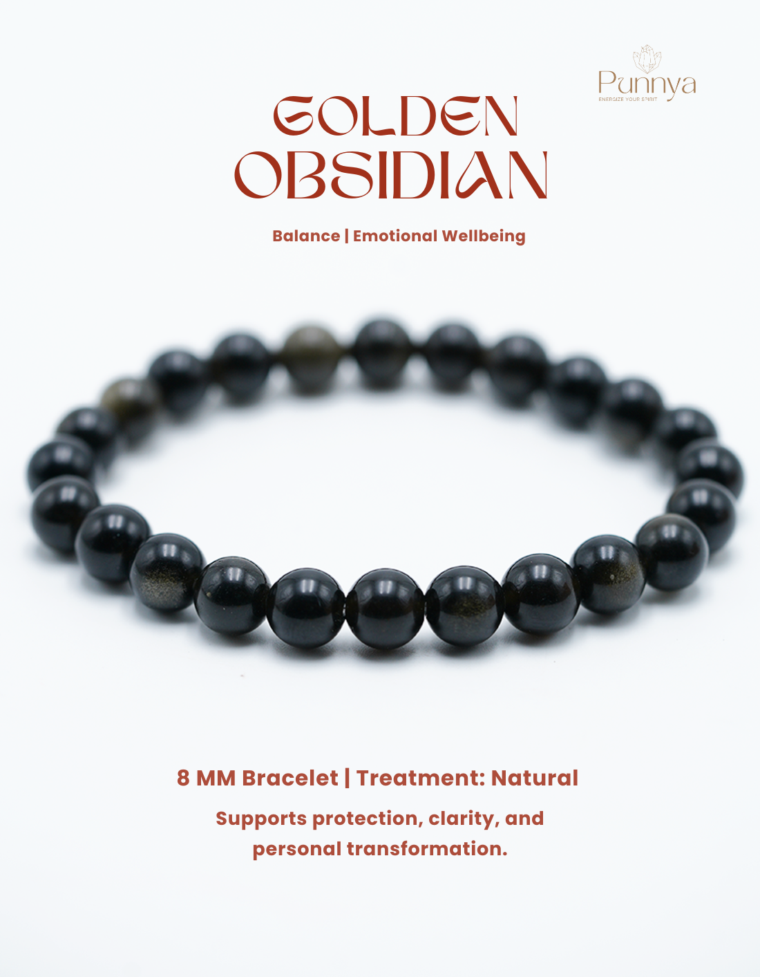 Natural Golden Obsidian Bracelet - Balance and Emotional Wellbeing