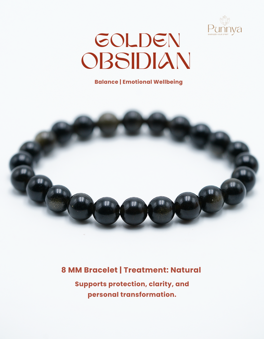 Natural Golden Obsidian Bracelet - Balance and Emotional Wellbeing