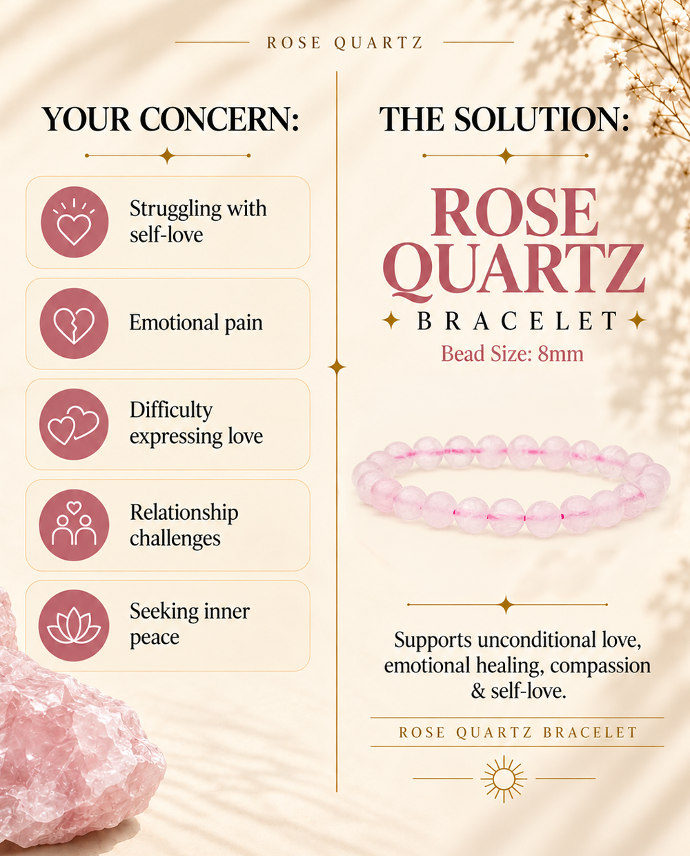 Rose Quartz Bracelet – The Stone of Unconditional Love