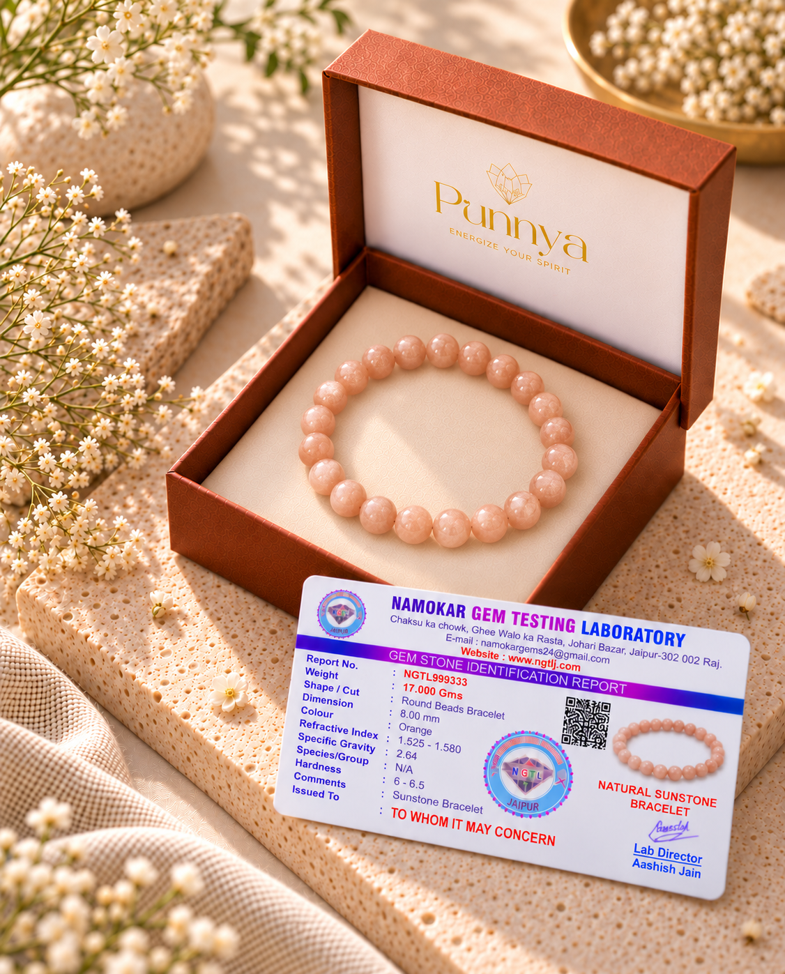 Natural Sunstone Bracelet - Stone of Joy and Leadership