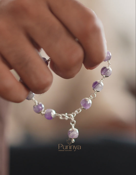 Protection, and spiritual clarity - Natural Chevron Amethyst Bracelet