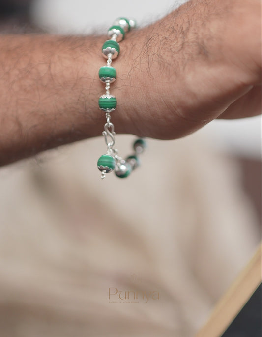 Silver Natural Malachite Bracelet - Transformation & Protection